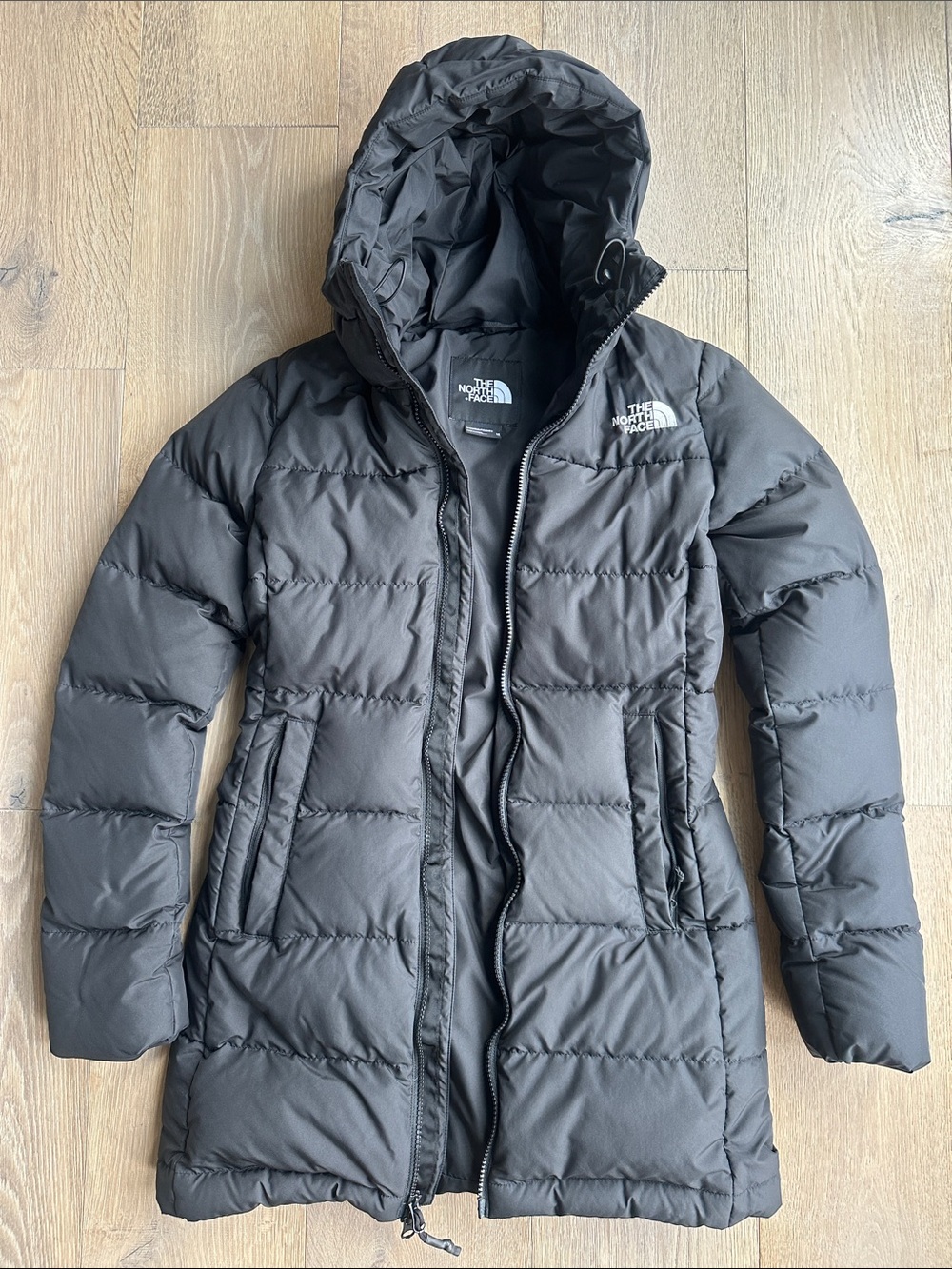 The North Face Women's Black Hooded Long Puffer Jacket - Picture 5 of 8